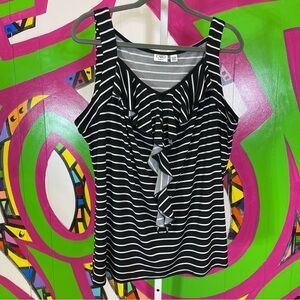 CATO Woman, Striped Tank Top, Ruffle Detail. Size 22/24W. In excellent condition